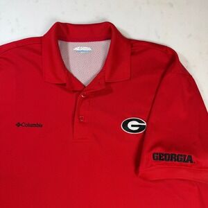 Columbia PFG Polo Mens Medium Red Georgia Bulldogs NCAA Omni-Shade Vented Back